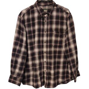 Outdoor Life Flannel Shirt Black & White Plaid Long Sleeve Button Up XL EUC